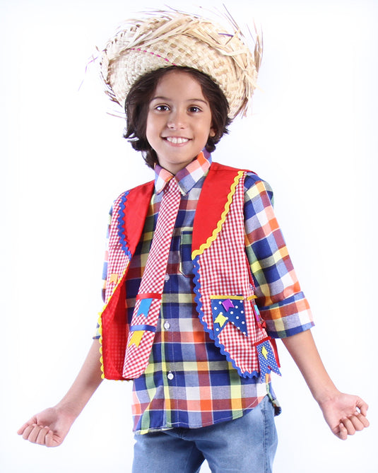 CAMISA JUNINA XADREZ FLANELA INFANTIL - 00395