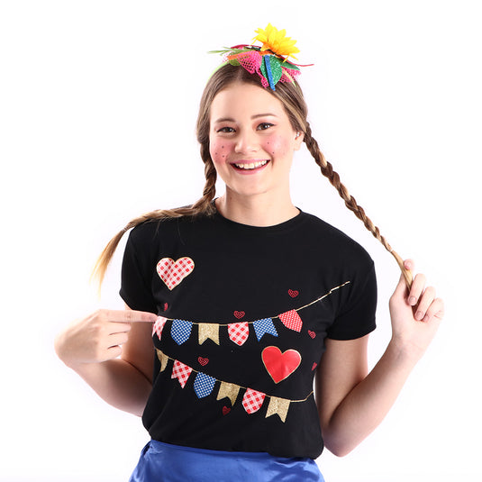 CAMISETA JUNINA BANDEIROLA- ADULTO