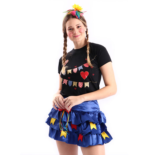 CAMISETA JUNINA BANDEIROLA- ADULTO