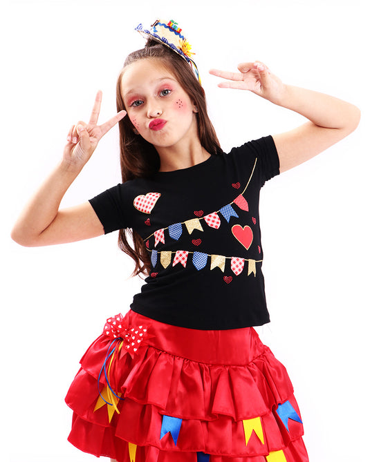 CAMISETA JUNINA BANDEIROLA- INFANTIL