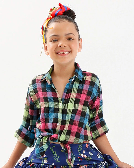 CAMISA JUNINA XADREZ FLANELA INFANTIL - 0595/ 0695