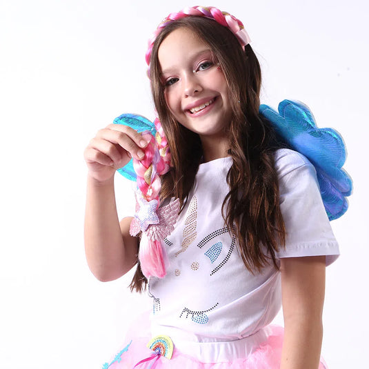 TIARA TRANÇA UNICÓRNIO ROSA BEBE E LILÁS