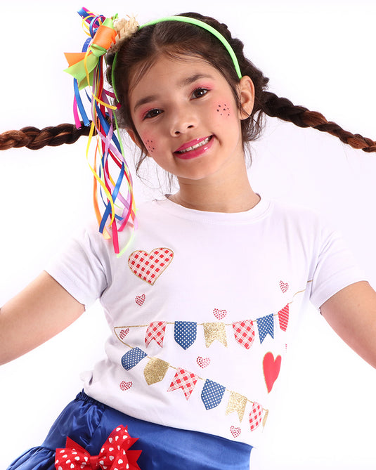 CAMISETA JUNINA BANDEIROLA- INFANTIL