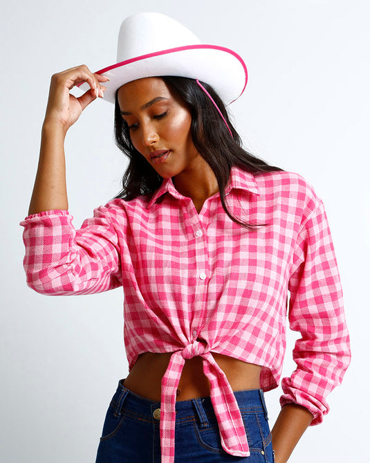 CAMISA JUNINA DE AMARRAR ADULTO JILLY - J2699