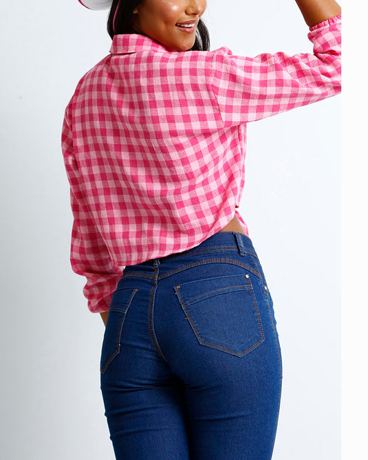 CAMISA JUNINA DE AMARRAR ADULTO JILLY - J2699