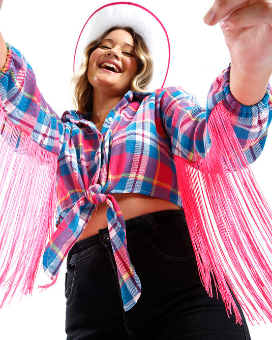 CAMISA JUNINA DE FRANJA ADULTO JUDI - J2697