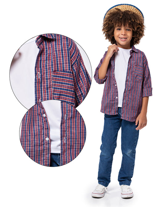 Camisa Xadrez F Tinto - 0499