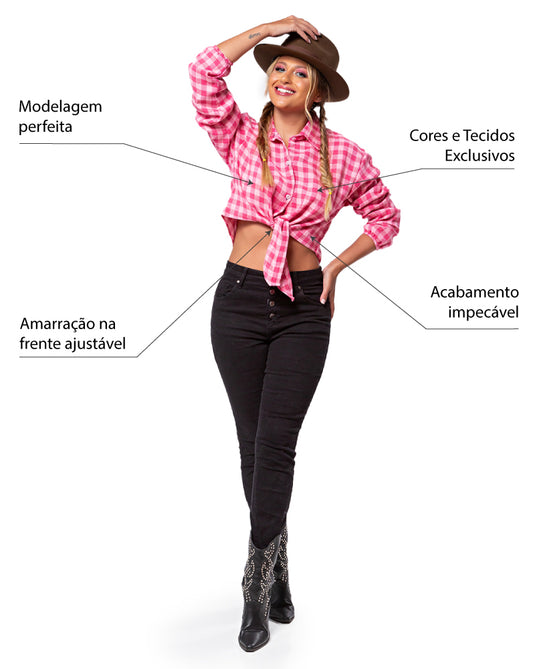 CAMISA JUNINA DE AMARRAR ADULTO JILLY - J2699