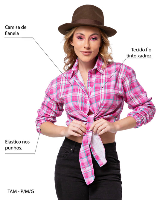 CAMISA JUNINA DE AMARRAR ADULTO JILLY - J2699