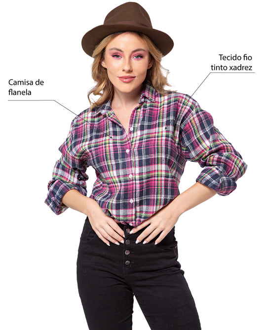 CAMISA FLANELA XADREZ ADULTO FEMININA - 2595
