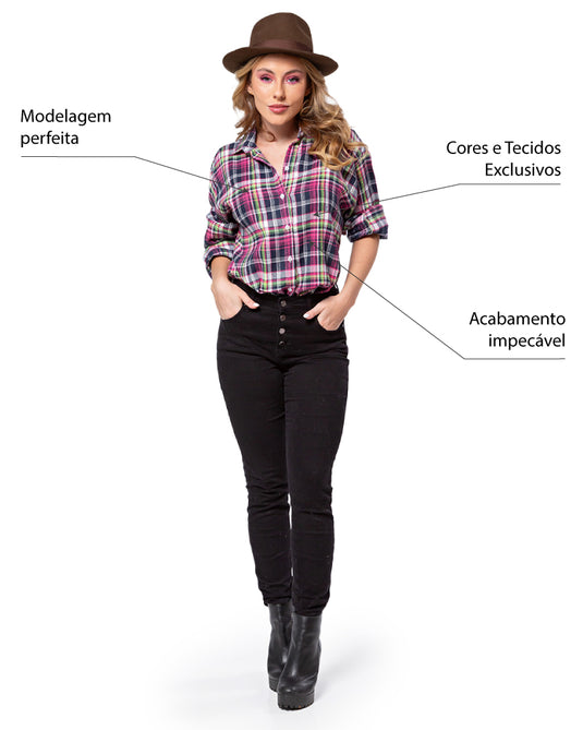 CAMISA FLANELA XADREZ ADULTO FEMININA - 2595