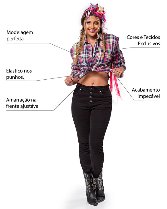 CAMISA JUNINA DE FRANJA ADULTO JUDI - J2697