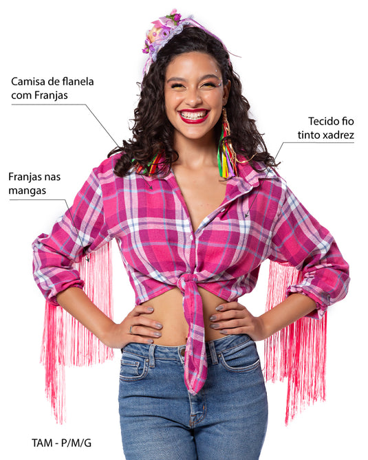 CAMISA JUNINA DE FRANJA ADULTO JUDI - J2697