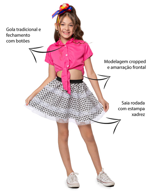 CAMISA JUNINA LISA NÓ INFANTIL - 490