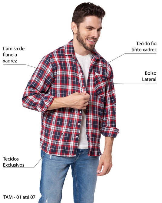 CAMISA XADREZ DE FLANELA ADULTO - 2395/ 3395