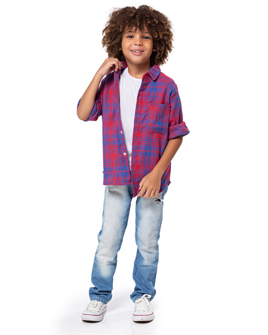 CAMISA JUNINA XADREZ FLANELA INFANTIL - 00395
