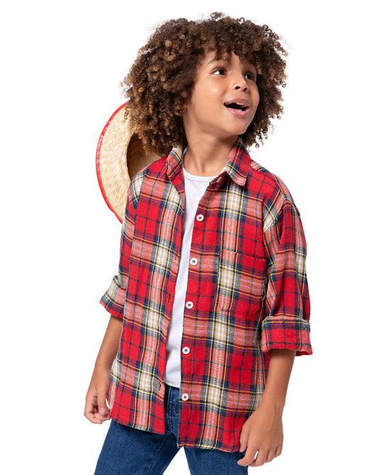 CAMISA JUNINA XADREZ FLANELA INFANTIL - 00395
