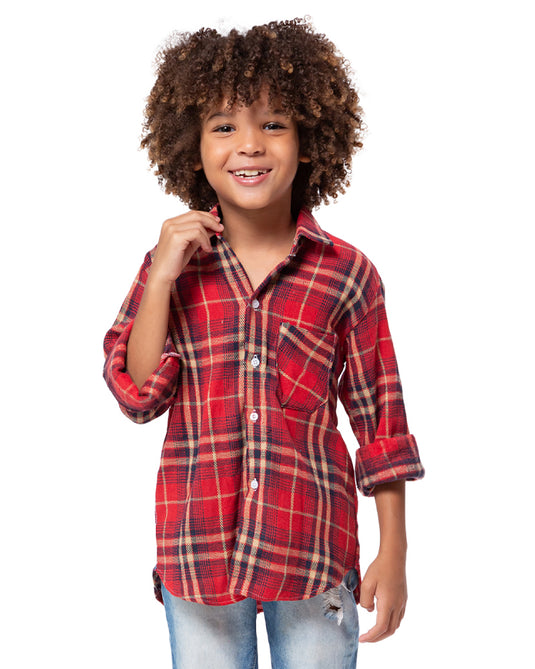 CAMISA JUNINA XADREZ FLANELA INFANTIL - 00395