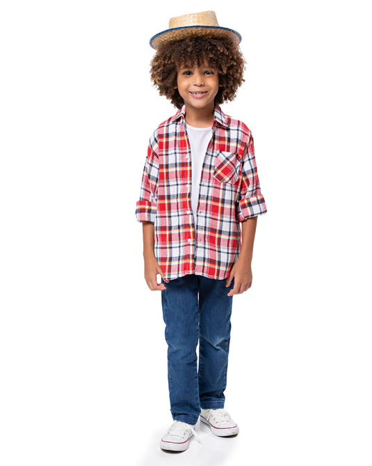 CAMISA JUNINA XADREZ FLANELA INFANTIL - 00395
