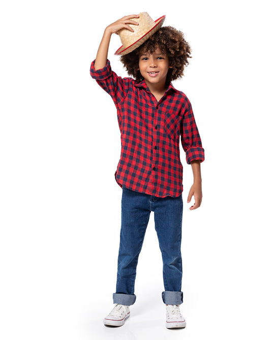 CAMISA JUNINA XADREZ FLANELA INFANTIL - 00395
