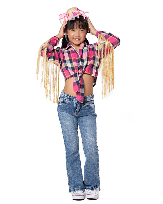 CAMISA JUNINA XADREZ DE FRANJA INFANTIL JUDI - J0697