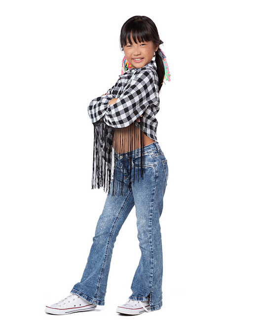 CAMISA JUNINA XADREZ DE FRANJA INFANTIL JUDI - J0697