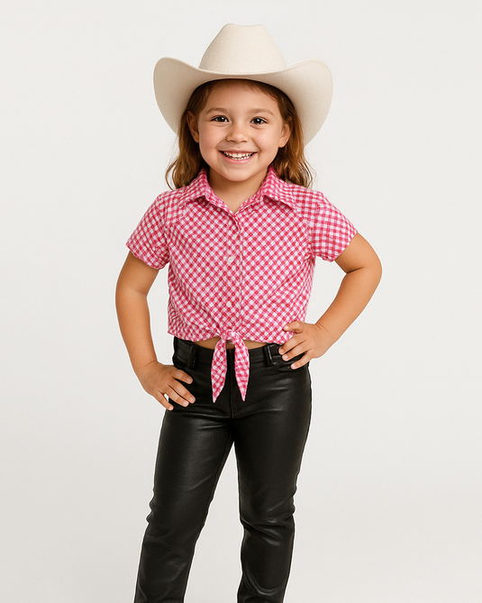 CAMISA JUNINA XADREZ MANGA CURTA AMARRAR - 492