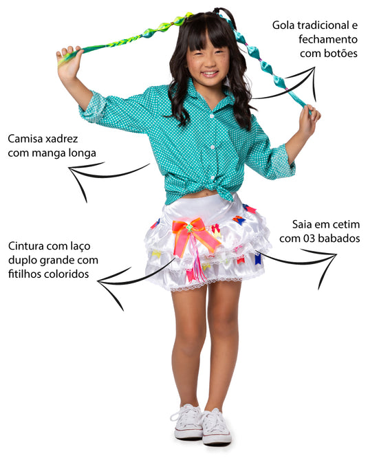 CAMISA JUNINA XADREZ MANGA LONGA INFANTIL - 0493