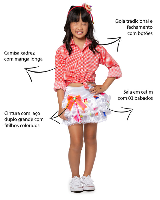 CAMISA JUNINA XADREZ MANGA LONGA INFANTIL - 0493