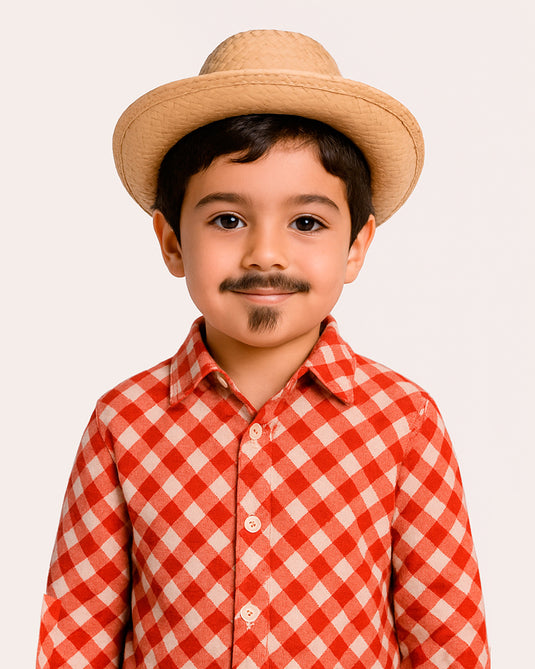 CAMISA JUNINA XADREZ MANGA LONGA INFANTIL - 0493