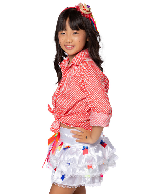 CAMISA JUNINA XADREZ MANGA LONGA INFANTIL - 0493