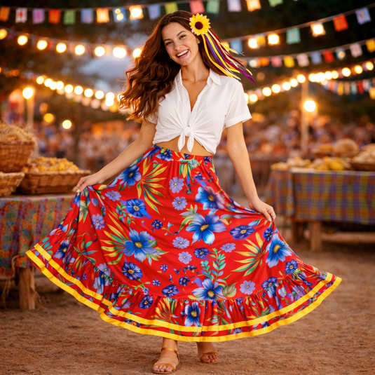 SAIA JUNINA CARIMBO ADULTO - J91924