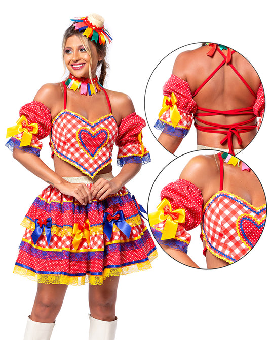 CONJUNTO CROPPED JUNINO FREZY ADULTO - J98101