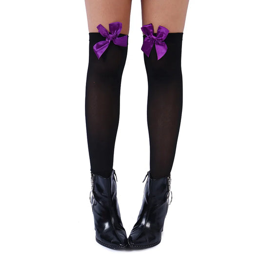 MEIA LISA COM LACINHO ROXO ADULTO