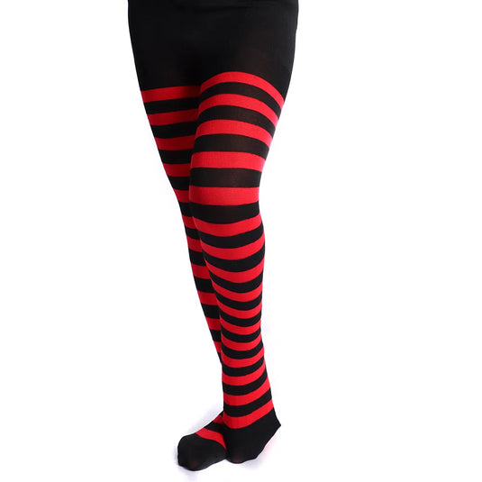 MEIA CALÇA LISTRADA - PRETO/VERMELHO INFANTIL