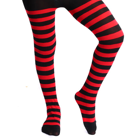MEIA CALÇA LISTRADA - PRETO/VERMELHO INFANTIL