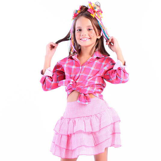 CAMISA JUNINA XADREZ FLANELA INFANTIL - 0595/ 0695