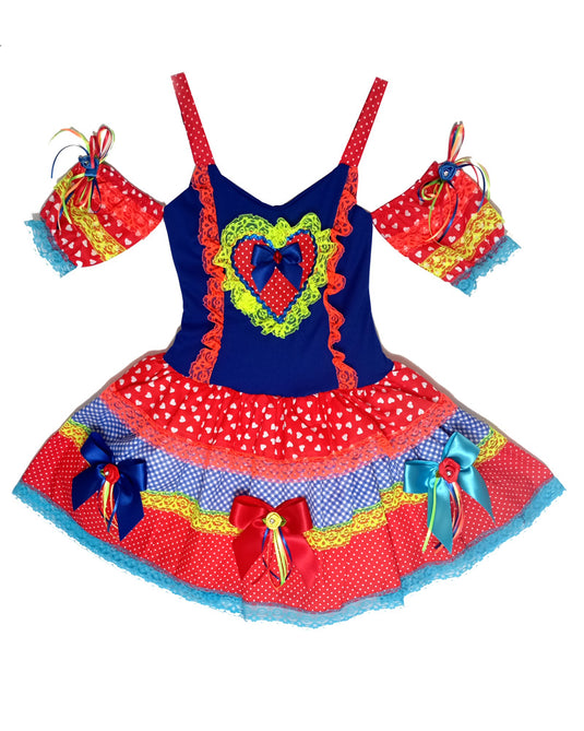 VESTIDO JUNINO ROSETE INFANTIL - J2105