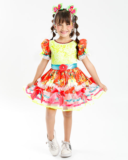 VESTIDO JUNINO ROBERTA INFANTIL - J2083