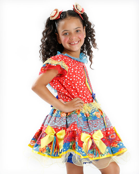 VESTIDO JUNINO ROSALINA INFANTIL - J2099