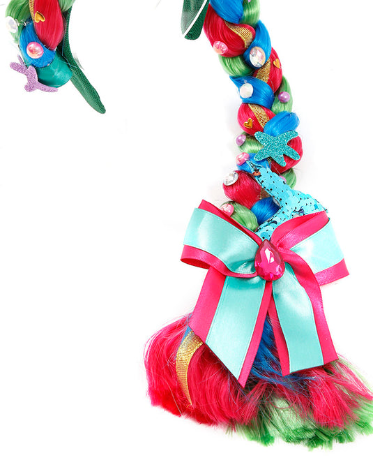 TIARA TRANÇA SEREIA-ROSA VERDE E AZUL