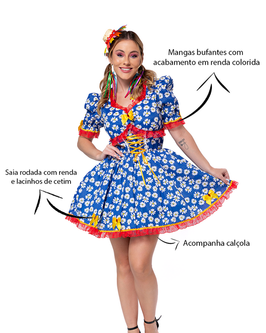 VESTIDO JUNINO CALENDULA ADULTO - J98067