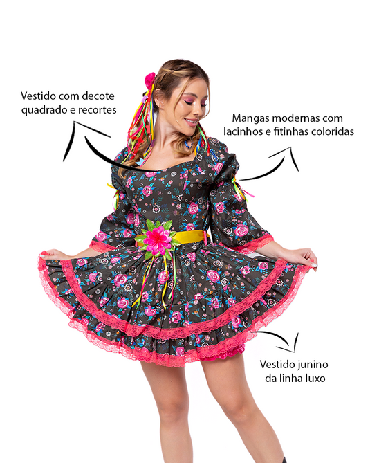 VESTIDO JUNINO CASSIS ADULTO - J98072