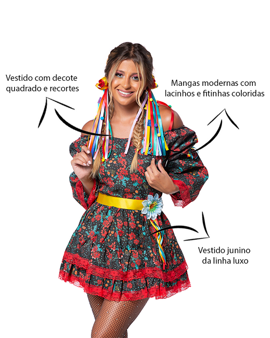 VESTIDO JUNINO CASSIS ADULTO - J98072