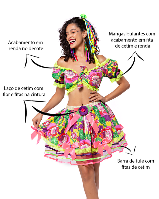 CONJUNTO CROPPED JUNINO FILLETTY ADULTO - J98055