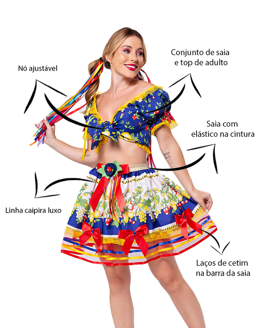 CONJUNTO CROPPED JUNINO FILLETTY ADULTO - J98055