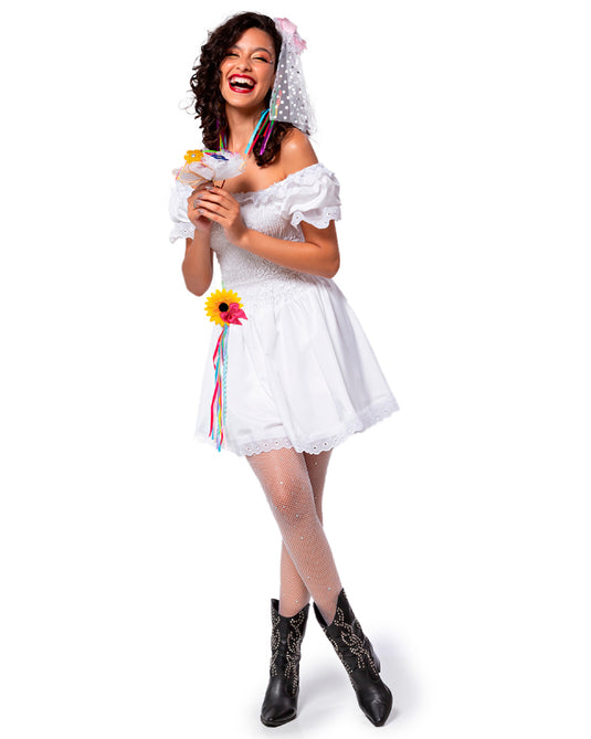 VESTIDO JUNINO NOIVA PAULETE ADULTO - J99021