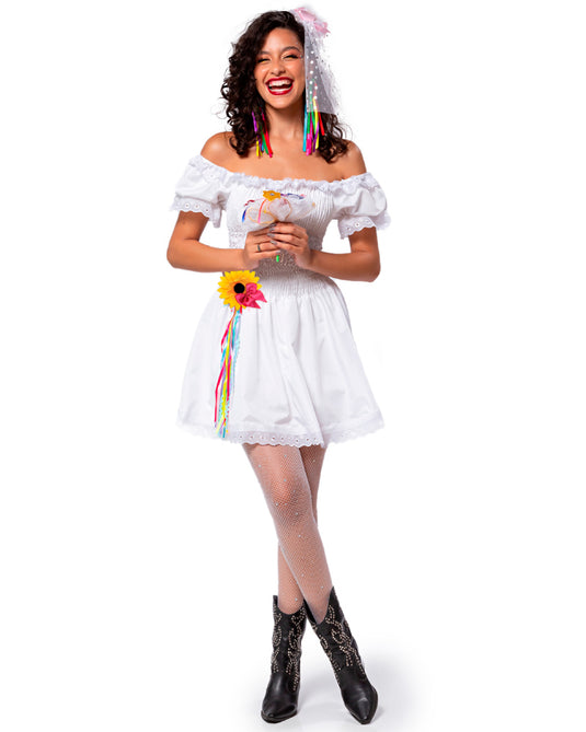VESTIDO JUNINO NOIVA PAULETE ADULTO - J99021