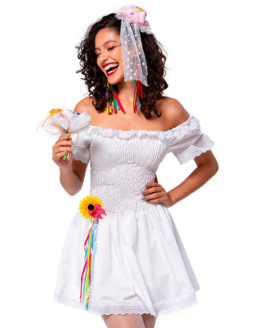 VESTIDO JUNINO NOIVA PAULETE ADULTO - J99021