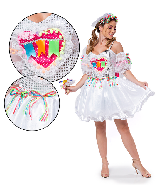 VESTIDO JUNINO NOIVA PEONIA ADULTO - J99019